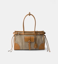 Cabas Bonnie en lin et cuir Prada