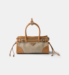 Petit Sac à main Bonnie en lin et cuir Prada