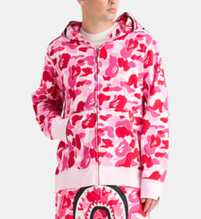 Sweat zippé à capuche camouflage et requin coton molletonné A BATHING APE ®