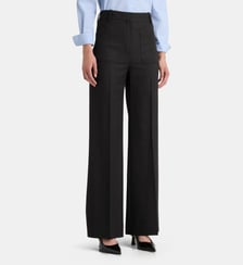 Pantalon large à pinces Alina en flanelle laine Victoria Beckham