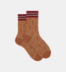 Chaussettes classique Polaire Losanges en laine mélangée Doré Doré