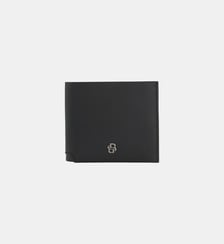 Portefeuille en cuir mat avec plaque logo BOSS