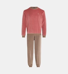 Pyjama long col rond coton velours Mariner