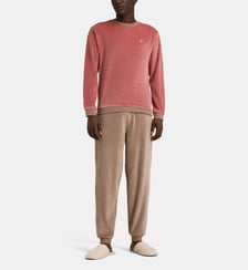 Pyjama long col rond coton velours Mariner
