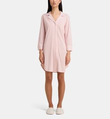 Chemise de nuit à col tailleur et manches 3/4 coton Lauren Ralph Lauren