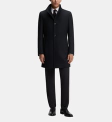 Manteau slim en tissu italien à col montant BOSS