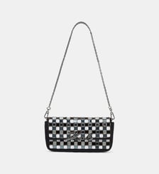 Sac pochette à carreaux et perles Karl Lagerfeld