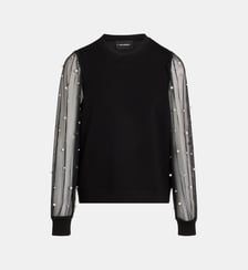 Sweat droit manches tulle perlées Karl Lagerfeld
