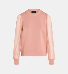 Sweat droit manches tulle perlées Karl Lagerfeld