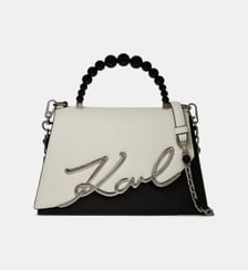 Sac pochette cuir bicolore perles Karl Lagerfeld