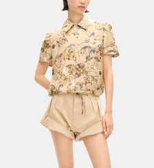 Chemisette austée en soie motif floral Kenzo