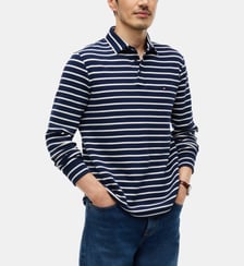 Polo droit gaufré manches longues Tommy Hilfiger