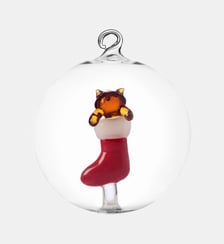 Boule de Noël Chat et Chaussette Rouge Ichendorf Milano