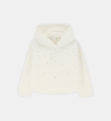 Sweat droit capuche à strass Monnalisa