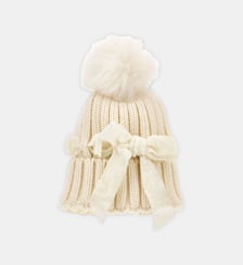 Bonnet à nœud et pompon Monnalisa