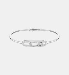 Bracelet jonc pavé diamant en or blanc Messika