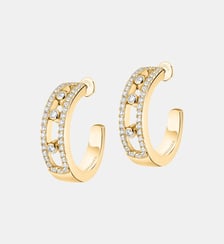 Boucles d'oreilles créoles diamant en or jaune pavées Messika