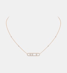 Collier pavé diamant en or rose Messika