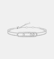 Bracelet double chaine diamant en or blanc Messika