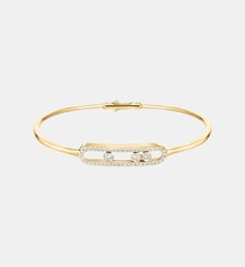 Bracelet jonc pavé diamant en or jaune Messika