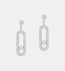 Boucles d'oreilles dormeuses diamant pavées en or blanc Messika