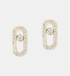 Puces d'oreilles diamant en or jaune pavées Messika