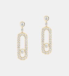 Boucles d'oreilles dormeuses diamant pavées en or jaune Messika