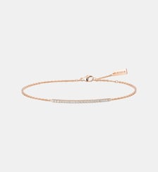 Bracelet pavé diamant barrette en or rose Messika