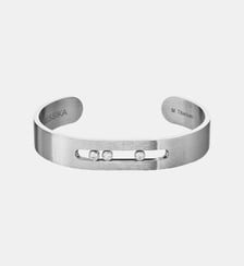 Bracelet jonc homme diamant blanc et titane naturel Messika