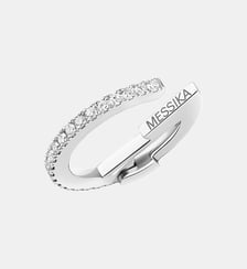 Mono boucle d'oreille diamant clip milieu en or blanc Messika