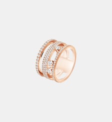 Bague pavée diamant en or rose - Grand modèle Messika