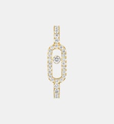 Boucle d'oreille mono pavée diamant en or jaune Messika