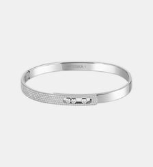 Bangle bracelet diamant semi pavé en or blanc - Petit modèle Messika