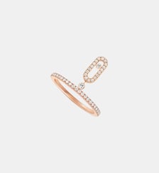 Bague pampille pavé diamant en or rose Messika