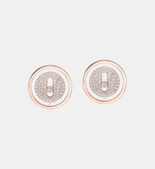 Boucles d'oreilles puces diamant pavées en or rose Messika