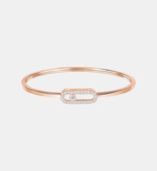 Bracelet jonc Flex pavé diamant en or rose - Moyen modèle Messika