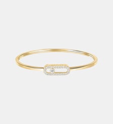 Bracelet jonc Flex pavé diamant en or jaune - Moyen modèle Messika