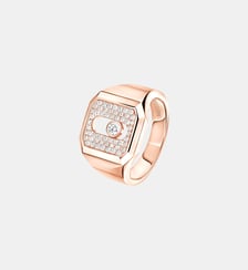 Bague chevalière pavée en or rose Messika