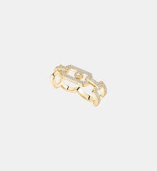 Bague diamant 2 doigts pavée en or jaune Messika