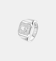 Bague chevalière pavée en or blanc Messika