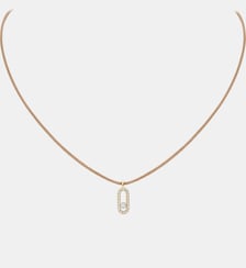 Collier cordon beige et or jaune pavé Messika