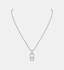 Collier pendentif diamant pavé en titane naturel  Messika