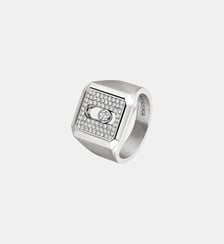 Bague chevalière diamant pavée Titane naturel Messika