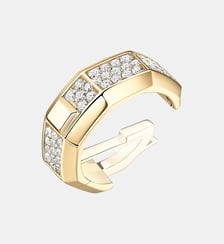Mono clip milieu pavé diamant en or jaune Messika