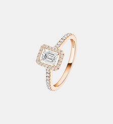 Bague diamant taille émeraude en or rose Messika