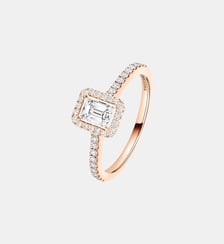 Bague diamant taille émeraude en or rose Messika