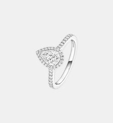 Bague diamant taille poire en or blanc Messika