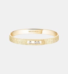 Bracelet jonc diamant en or jaune ciselé Messika