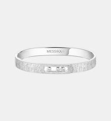 Bracelet jonc diamant en or blanc ciselé Messika