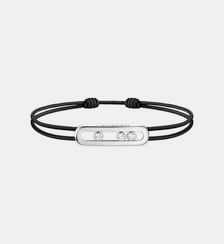 Bracelet cordon noir et or blanc Messika